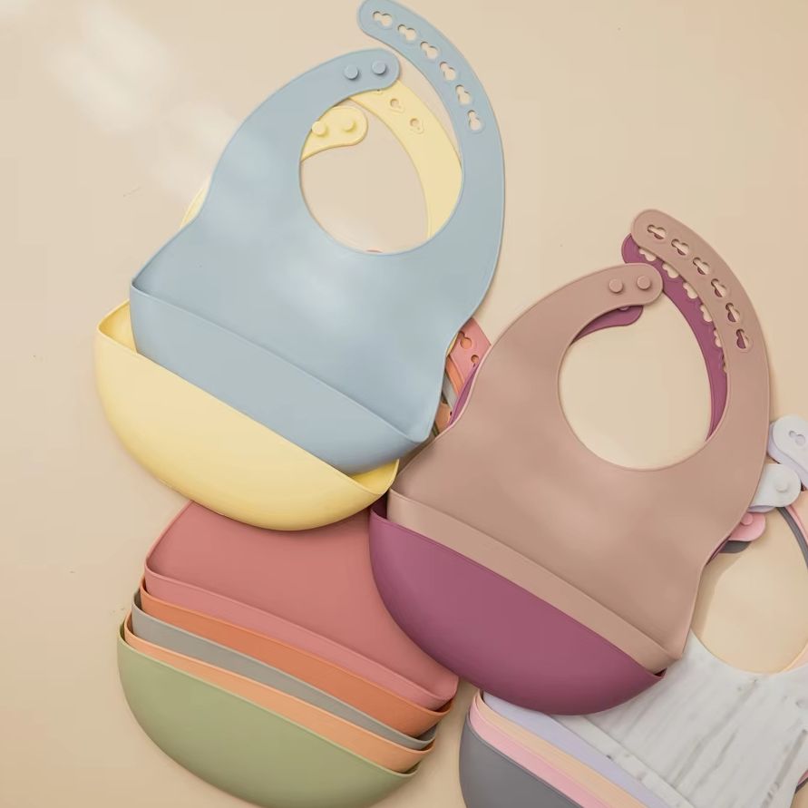 Easy Baby Food - 1pc Adjustable Baby Silicone Bib Multi-colors